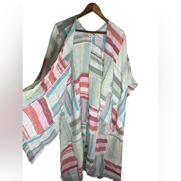 NWOT Free People 100% Linen Sail Away Kimono One Size - Picture 8 of 13